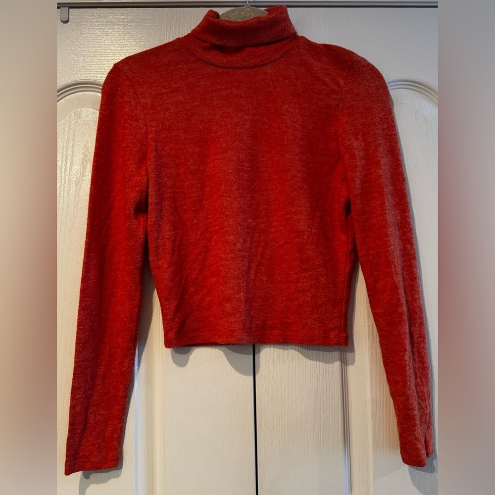Anthropologie Orange Long Sleeve Turtleneck Top - Size XS